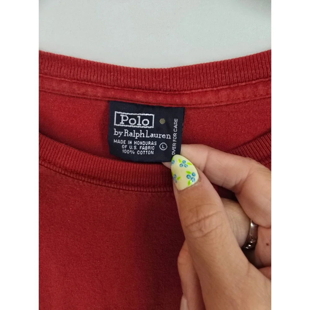 Polo‎ Ralph Lauren Mens Red Crewneck Short Sleeve Cotton T-Shirt Size Large Pony